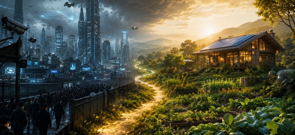 Homem saindo da cidade para a natureza - Segredos de como sair do sistema tradicional e focar na saúde off-grid