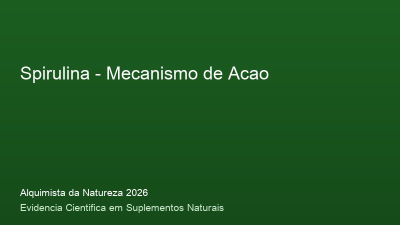 Spirulina: Guia Definitivo com Base Cientifica 2026 Mecanismo de acao do Spirulina: como funciona no corpo humano - infografico cientifico 2026