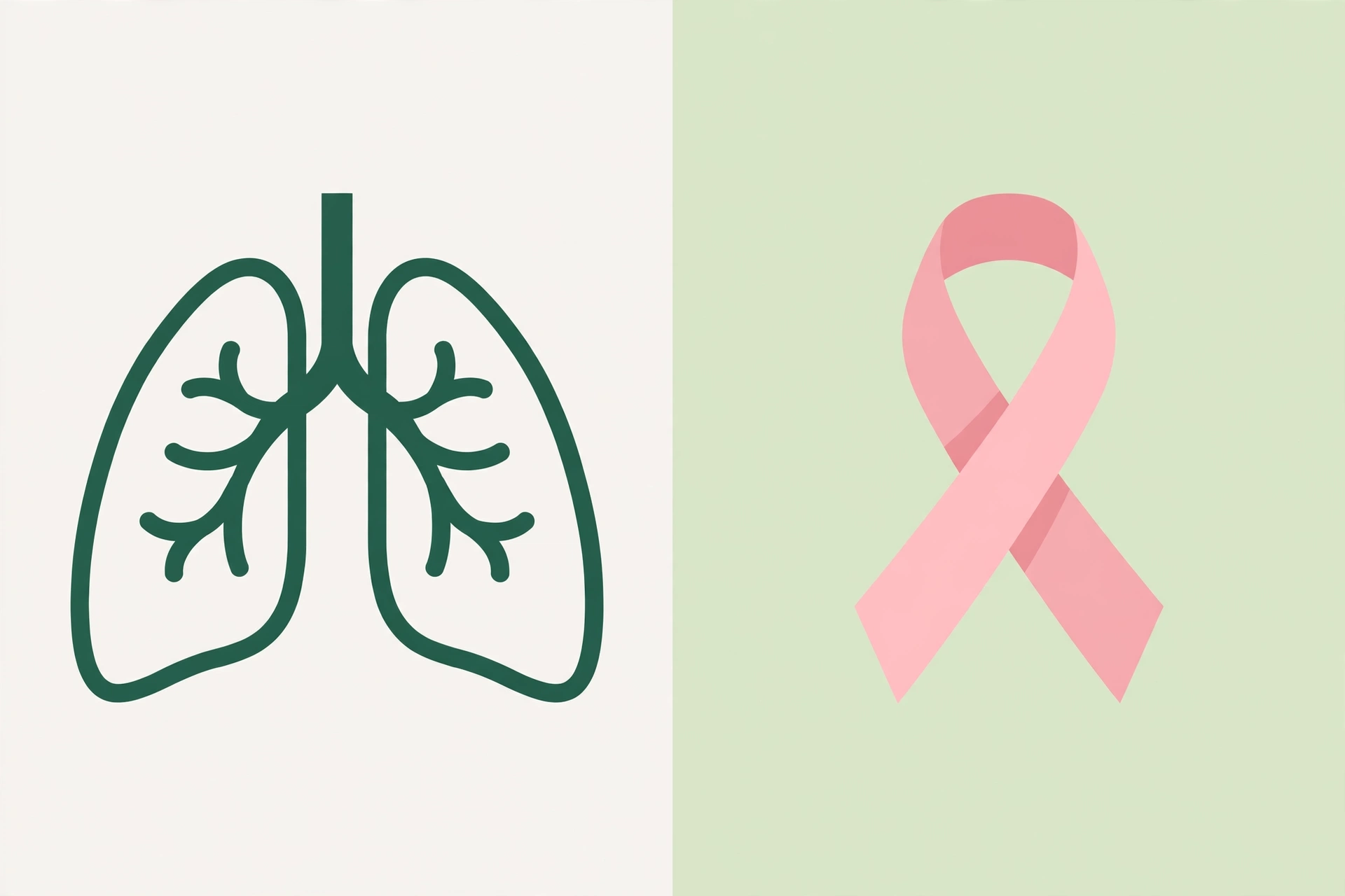 Emrelis e Poherdy: Dois Novos Oncológicos da Anvisa Diagrama dividido em duas metades com um pulmão estilizado em verde e um laço rosa sobre fundo verde claro